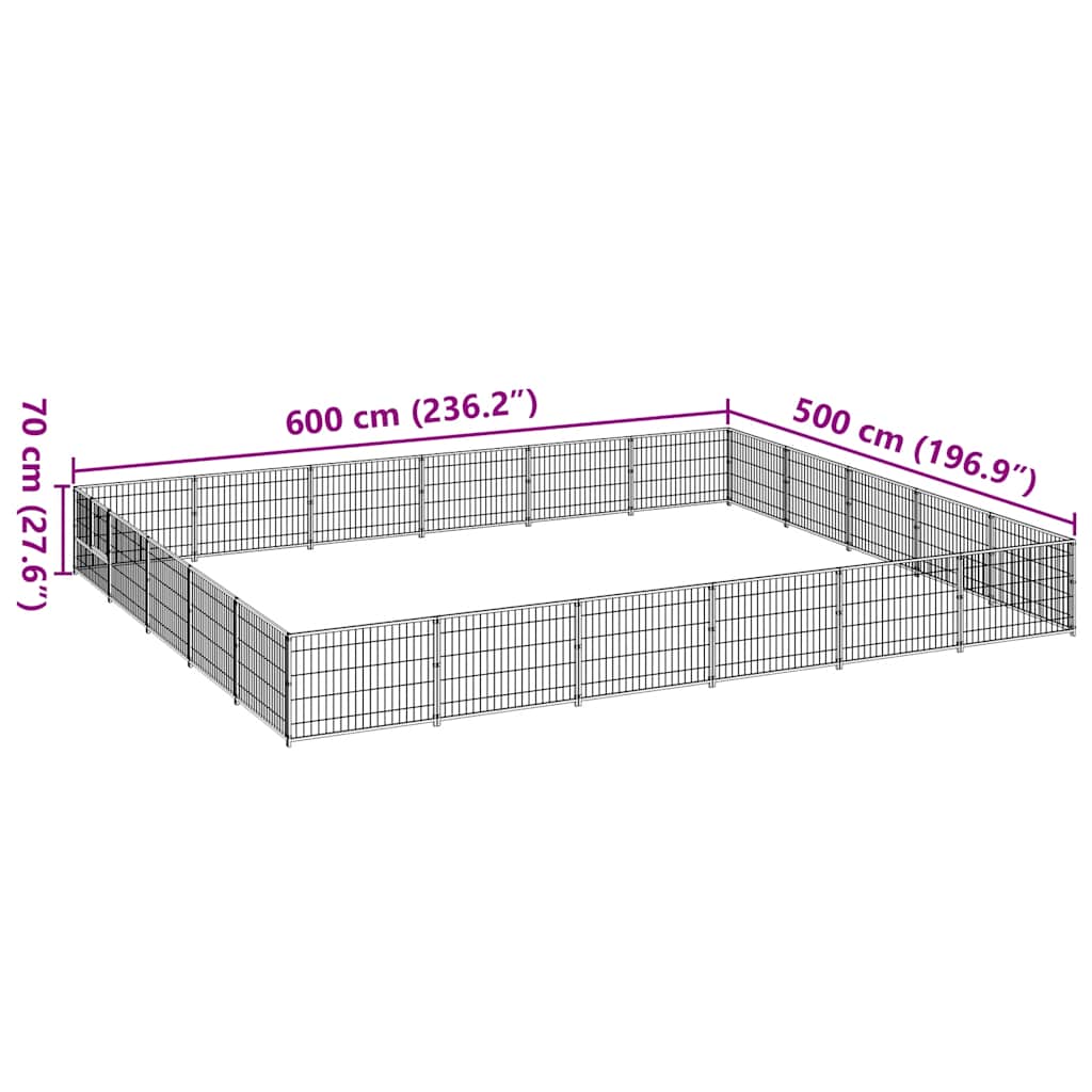 Hundezwinger Schwarz 30 m² Stahl