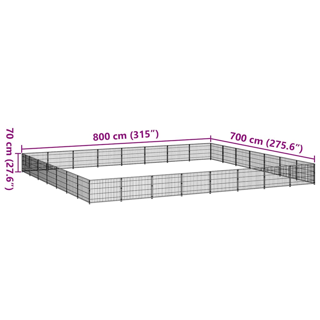 Hundezwinger Schwarz 56 m² Stahl