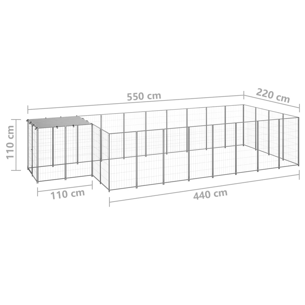 Hundezwinger Silbern 10,89 m² Stahl