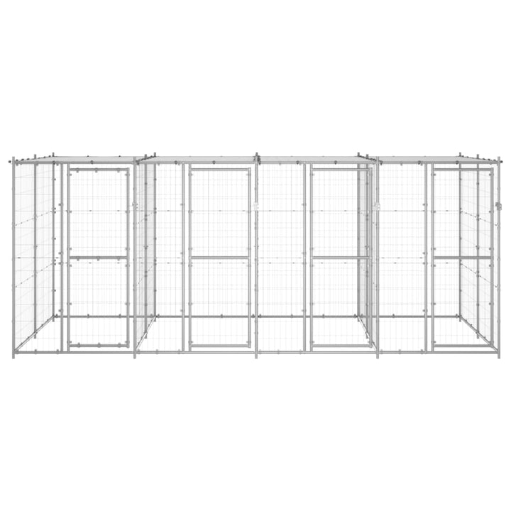 Outdoor-Hundezwinger mit Überdachung Verzinkter Stahl 9,68 m²