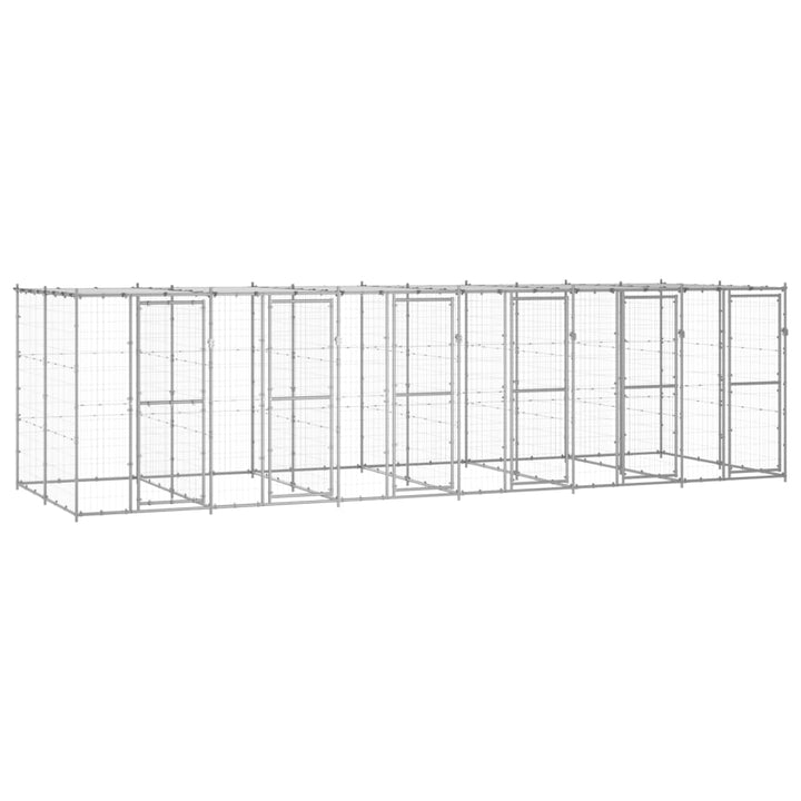 Outdoor-Hundezwinger mit Überdachung Verzinkter Stahl 14,52 m²