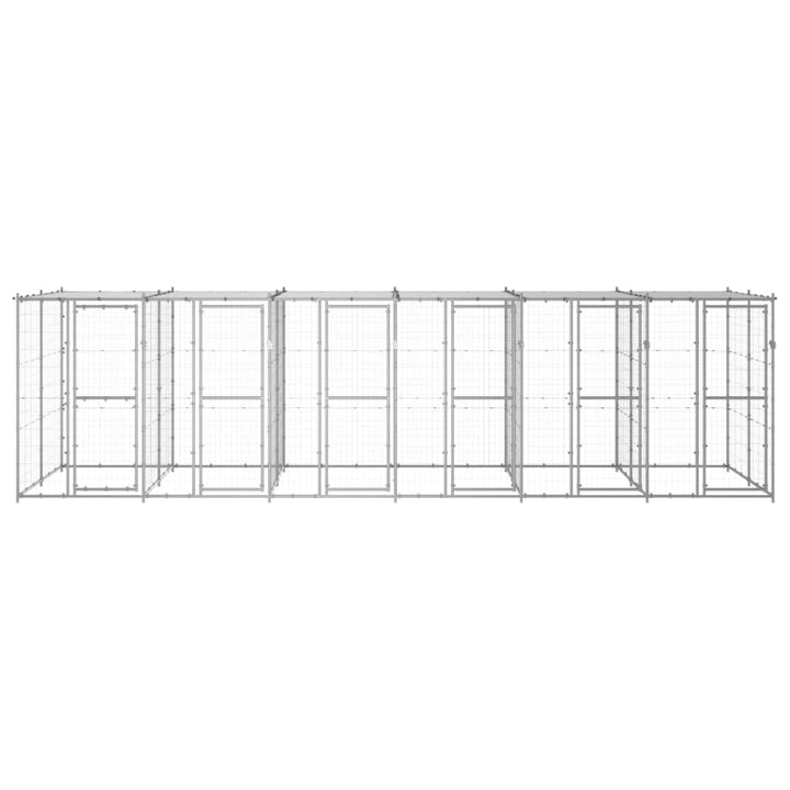 Outdoor-Hundezwinger mit Überdachung Verzinkter Stahl 14,52 m²