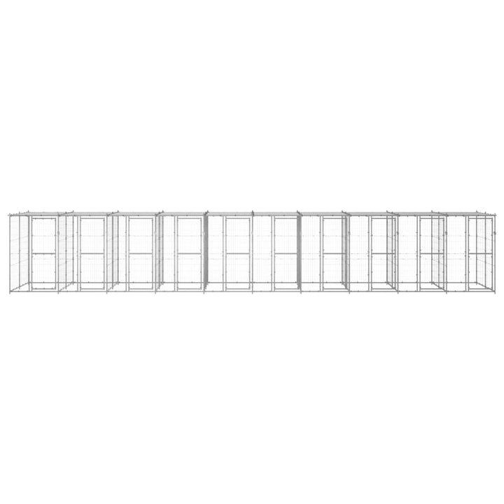 Outdoor-Hundezwinger mit Überdachung Verzinkter Stahl 24,2 m²