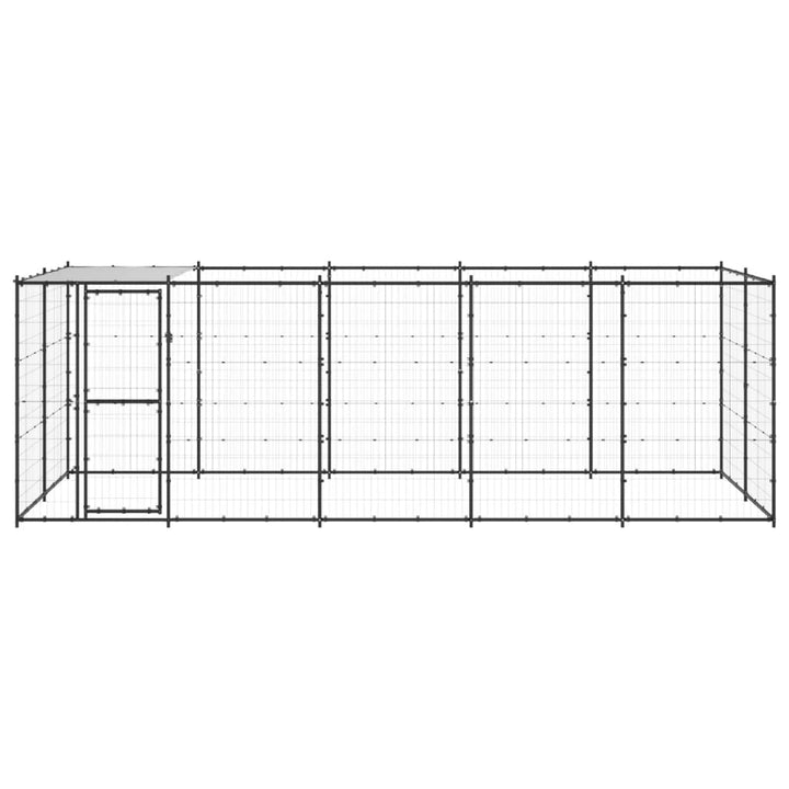Outdoor-Hundezwinger mit Überdachung Stahl 12,1 m²