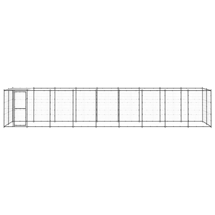 Outdoor-Hundezwinger mit Überdachung Stahl 21,78 m²