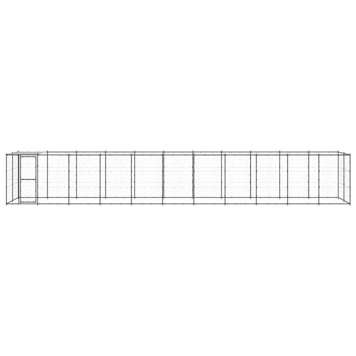 Outdoor-Hundezwinger mit Überdachung Stahl 26,62 m²