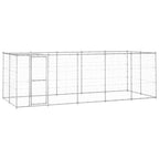 Outdoor-Hundezwinger mit Überdachung Verzinkter Stahl 12,1 m²