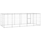 Outdoor-Hundezwinger mit Überdachung Verzinkter Stahl 12,1 m²
