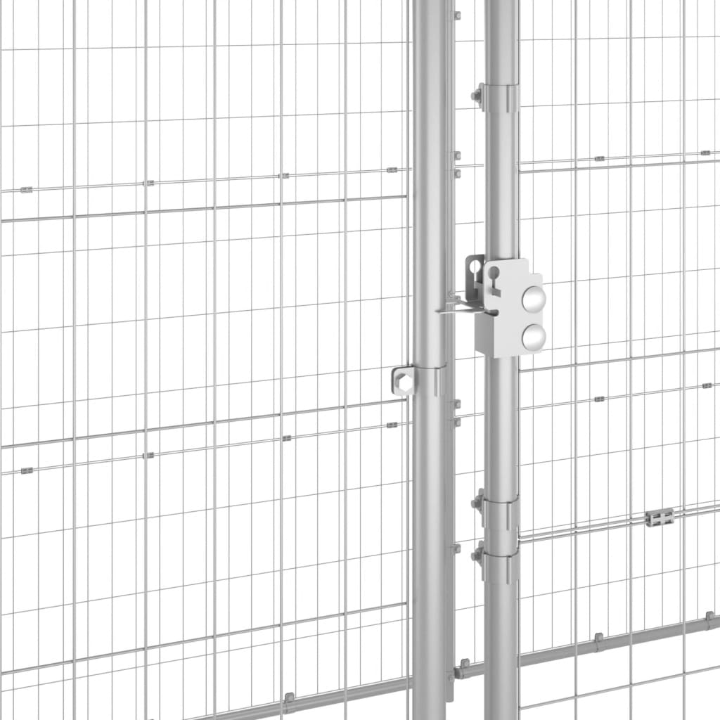 Outdoor-Hundezwinger mit Überdachung Verzinkter Stahl 12,1 m²