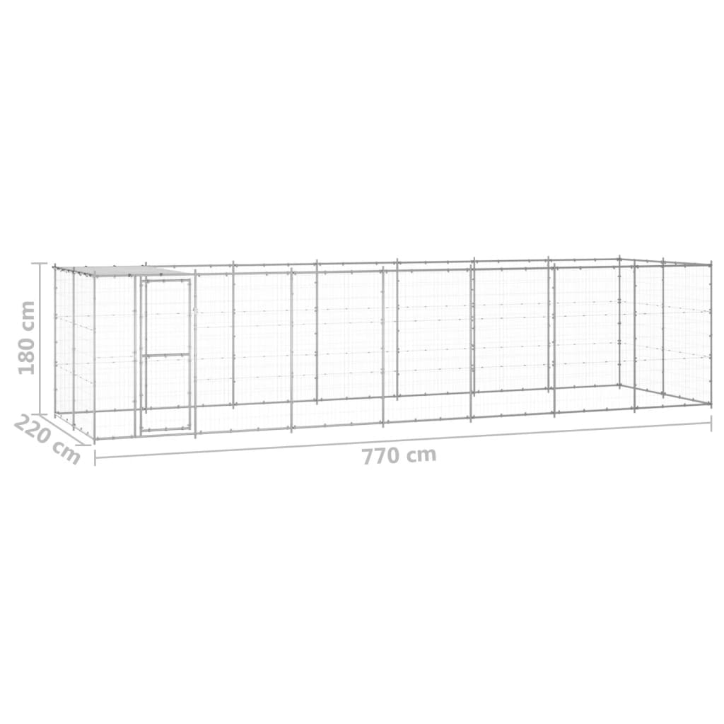 Outdoor-Hundezwinger mit Überdachung Verzinkter Stahl 16,94 m²