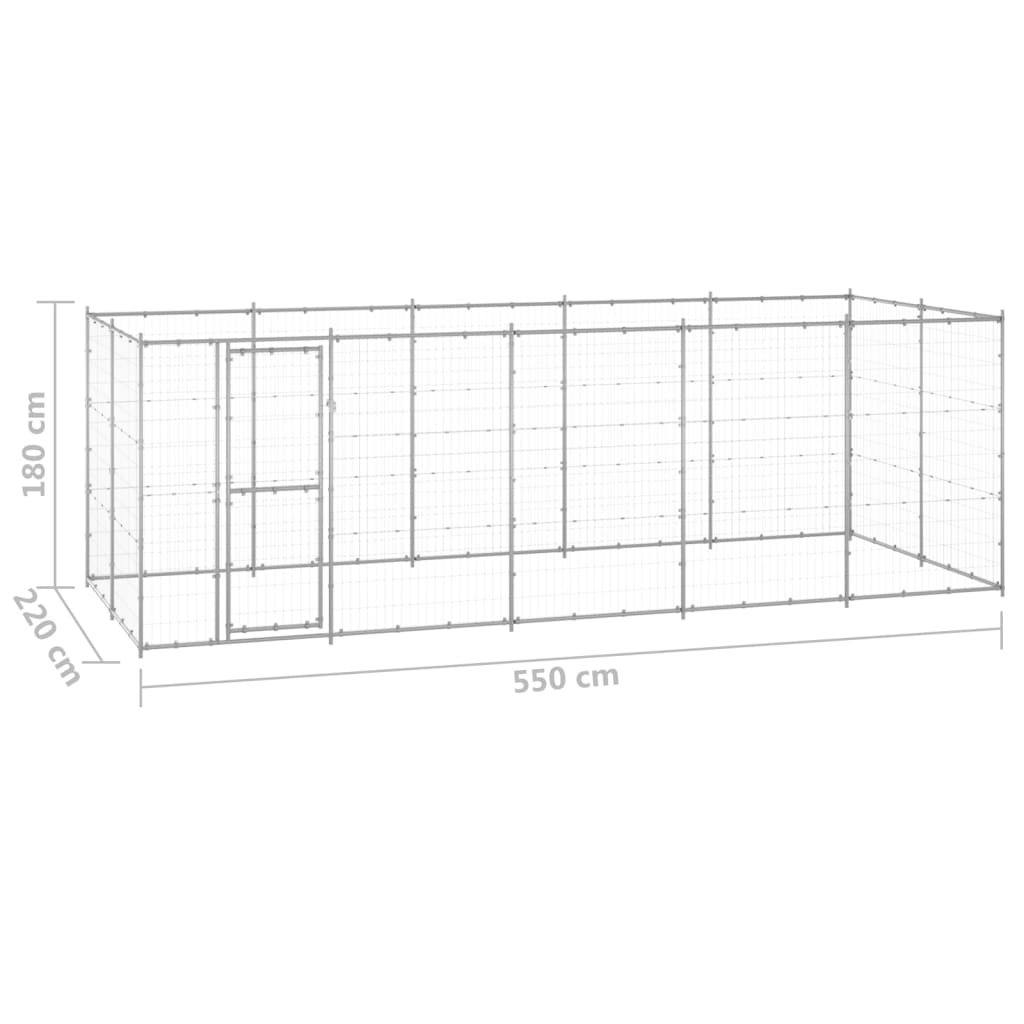 Outdoor-Hundezwinger Verzinkter Stahl 12,1 m²