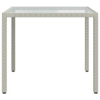 Gartentisch 90x90x75 cm Gehärtetes Glas Poly Rattan Weiß