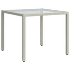 Gartentisch 90x90x75 cm Gehärtetes Glas Poly Rattan Weiß