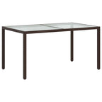 Gartentisch 150x90x75 cm Gehärtetes Glas Poly Rattan Braun