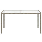Gartentisch 150x90x75 cm Hartglas und Poly Rattan Grau