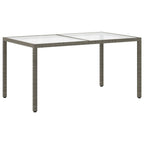 Gartentisch 150x90x75 cm Hartglas und Poly Rattan Grau