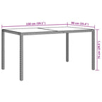 Gartentisch 150x90x75 cm Hartglas und Poly Rattan Grau
