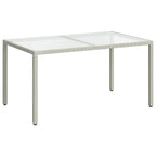 Gartentisch 150x90x75 cm Gehärtetes Glas Poly Rattan Weiß