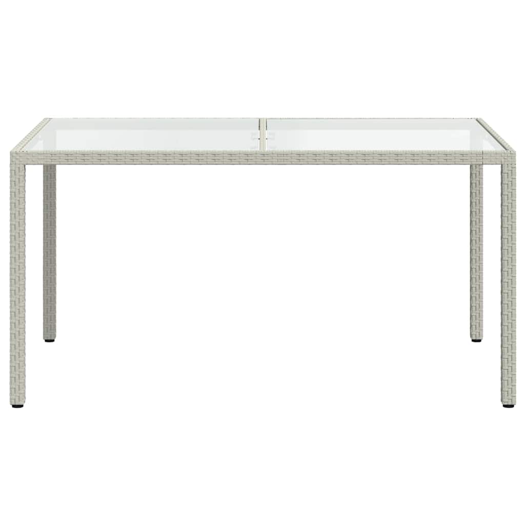 Gartentisch 150x90x75 cm Gehärtetes Glas Poly Rattan Weiß