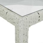 Gartentisch 150x90x75 cm Gehärtetes Glas Poly Rattan Weiß