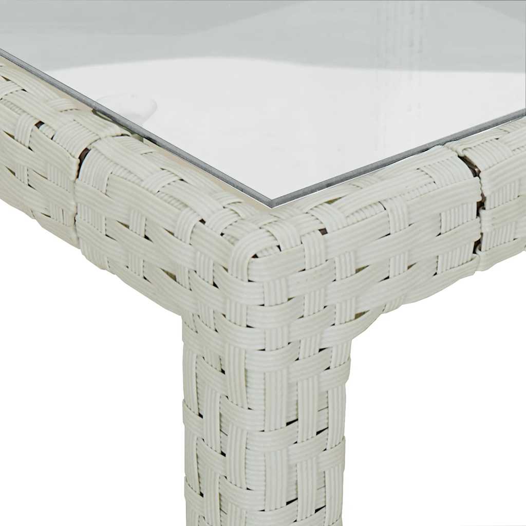 Gartentisch 150x90x75 cm Gehärtetes Glas Poly Rattan Weiß