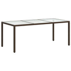 Gartentisch Braun 190x90x75 cm Gehärtetes Glas und Poly Rattan