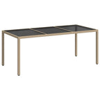 Gartentisch Beige 190x90x75 cm Gehärtetes Glas und Poly Rattan