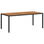 Gartentisch 190x90x75 cm Poly Rattan und Akazienholz Schwarz