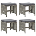 Gartenhocker 4 Stk. mit Sitzkissen Poly Rattan Grau
