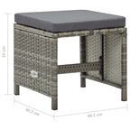Gartenhocker 4 Stk. mit Sitzkissen Poly Rattan Grau