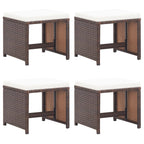 Gartenhocker 4 Stk. mit Kissen Poly Rattan Braun