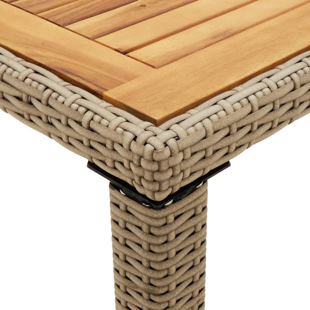 Gartentisch Beige 123x60x74 cm Poly Rattan & Massivholz Akazie