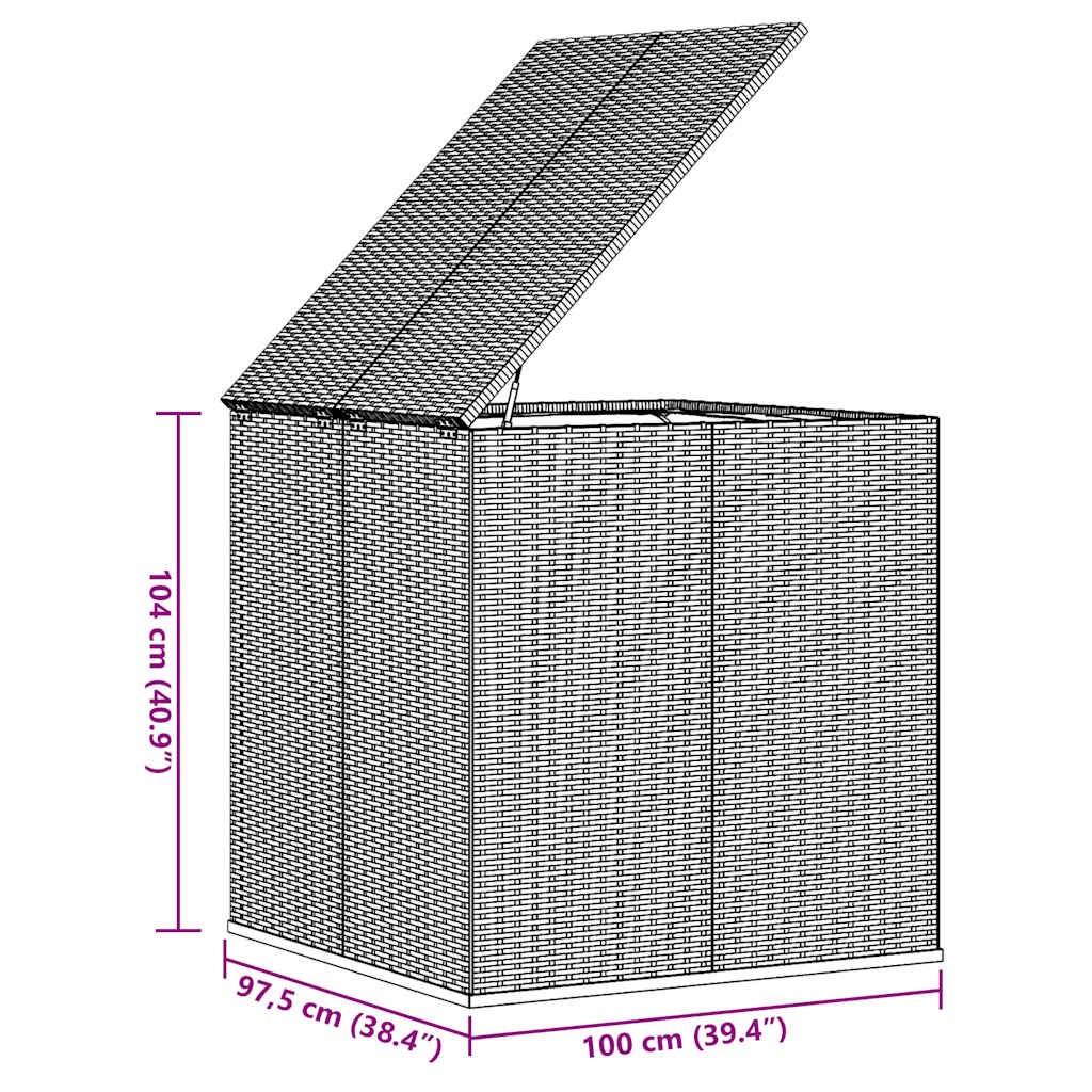 Garten-Kissenbox PE Rattan 100x97,5x104 cm Schwarz