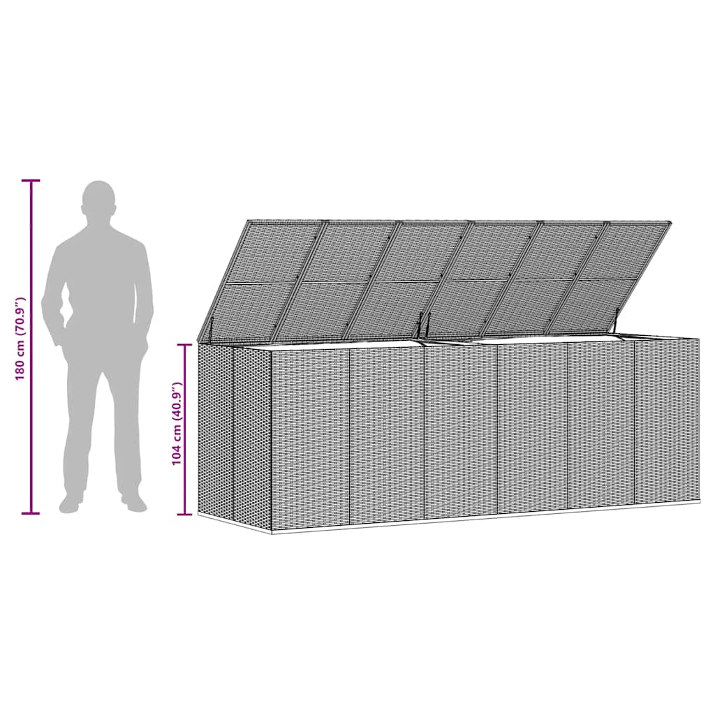 Garten-Kissenbox PE Rattan 291x100,5x104 cm Grau
