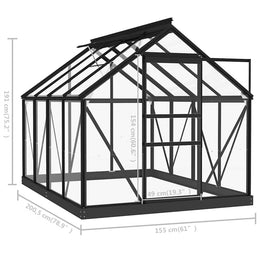 vidaXL Glas Gewächshaus Anthrazit 155x200,5x191 cm Aluminium