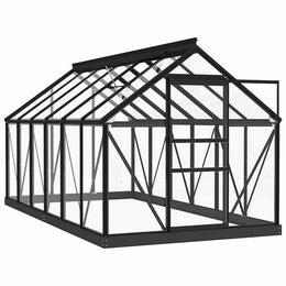 vidaXL Glas Gewächshaus Anthrazit 155x298x191 cm Aluminium