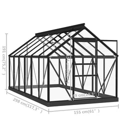 vidaXL Glas Gewächshaus Anthrazit 155x298x191 cm Aluminium