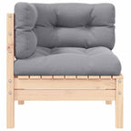 Garten-Ecksofa mit Kissen in Grau Massivholz Kiefer