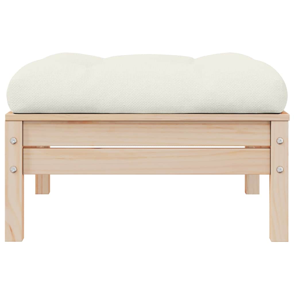 Outdoor-Fußhocker mit Kissen Massivholz Kiefer
