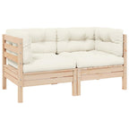 Gartensofa 2-Sitzer mit Kissen in Creme Massivholz Kiefer