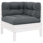 Gartensofa 2-Sitzer mit Kissen in Weiß Massivholz Kiefer