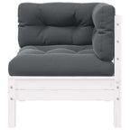 Gartensofa 2-Sitzer mit Kissen in Weiß Massivholz Kiefer