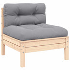 2-Sitzer-Gartensofa mit Grauen Kissen Massivholz Kiefer