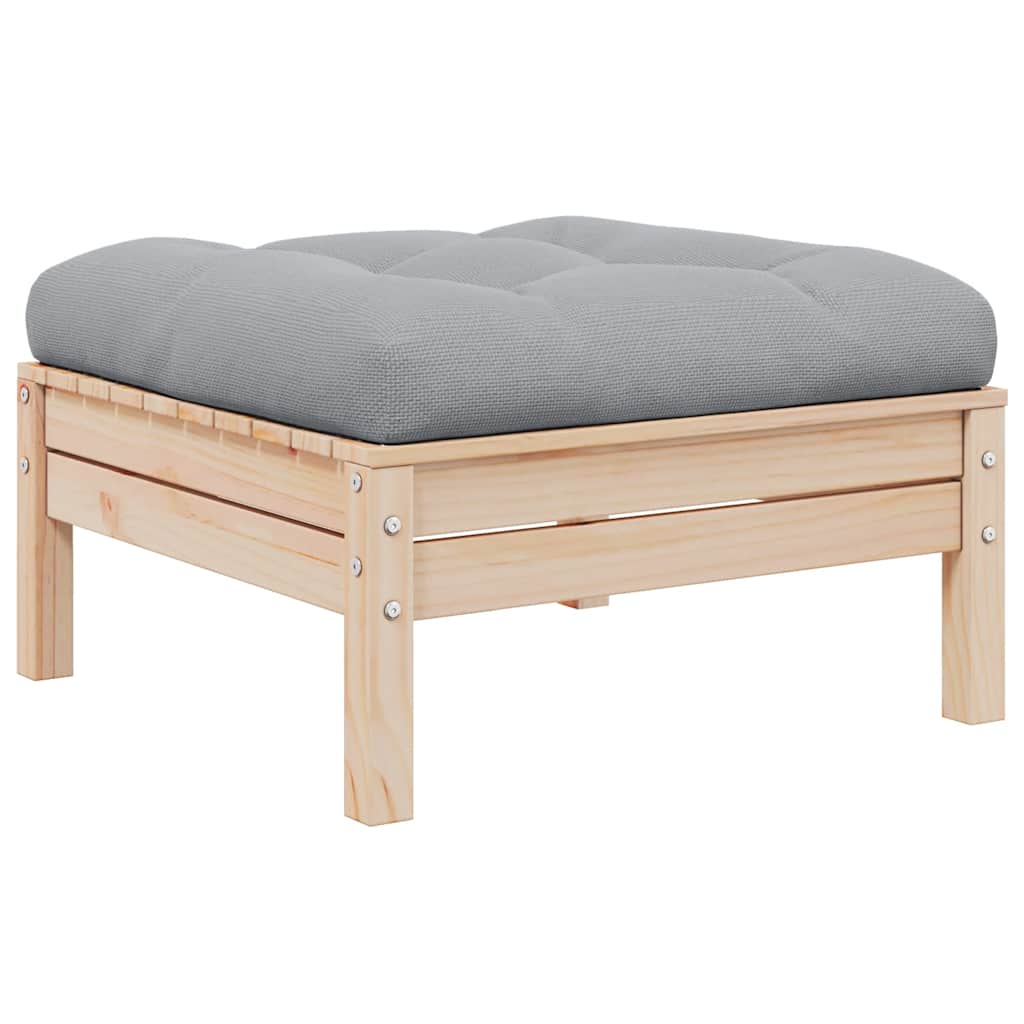 Gartensofa 2-Sitzer mit Kissen in Grau Massivholz Kiefer