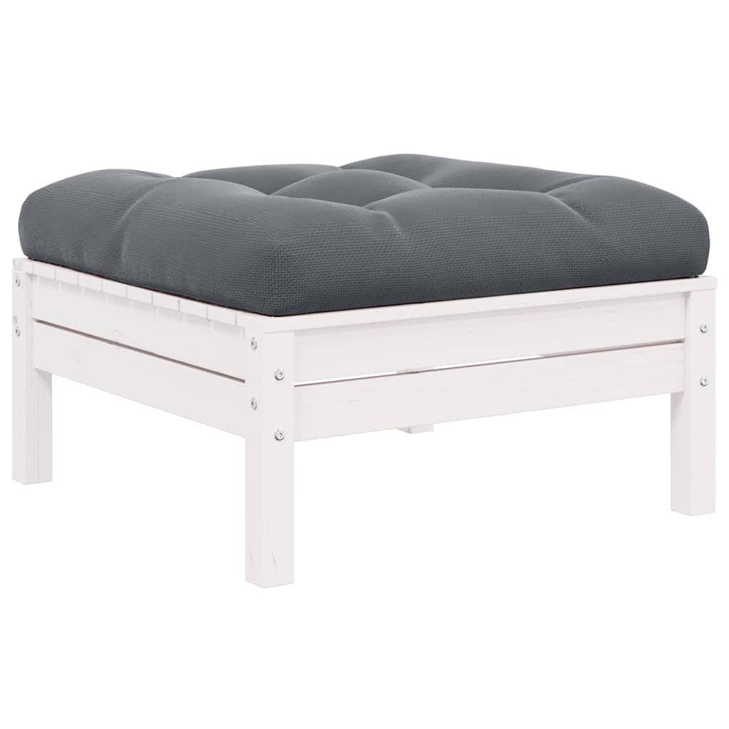 2-Sitzer-Gartensofa mit Kissen Weiß Massivholz Kiefer