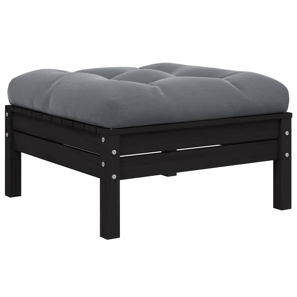 Gartensofa 2-Sitzer mit Kissen in Schwarz Massivholz Kiefer