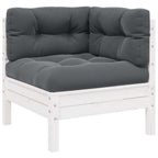 3-tlg. Garten-Lounge-Set mit Kissen Weiß Kiefer Massivholz