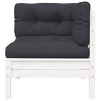 3-tlg. Garten-Lounge-Set mit Kissen in Weiß Kiefer Massivholz