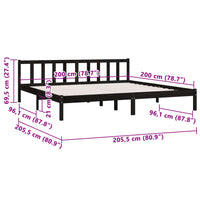 Massivholzbett Schwarz Kiefer 200x200 cm