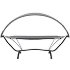 Outdoor-Loungebett mit Dach Grau Stahl und Oxford-Stoff